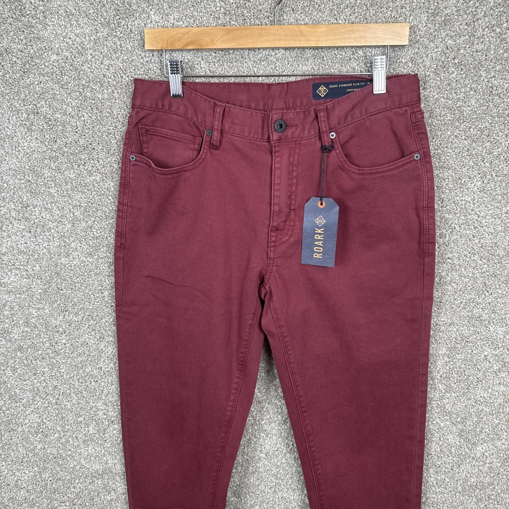 Roark Jeans Mens 31x32 Maroon Denim Hwy 128 5 Pocket Straight Fit‎ NEW